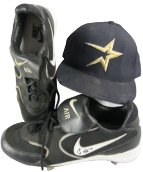 Craig Biggio Game Used Cap And Pair of Signed Game Used Cleats 